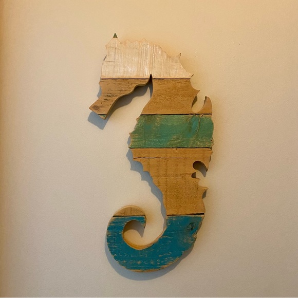 Wall Decor Wood Seahorse Wall Hanging Cutout Painted Wood Poshmark